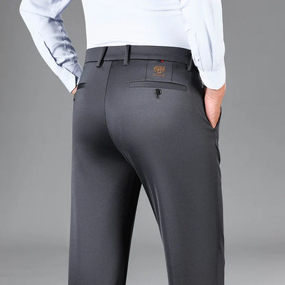 High Quality Summer Thin Embroidery Suit Pants Men Straight Classic Business Work Long Formal Trousers Male Plus Size 29-40 42