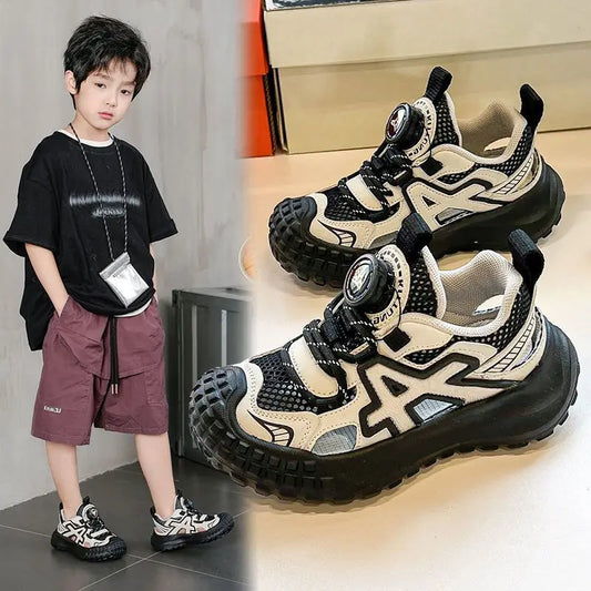 Boys Girls Sports Sandals Rotating Button Students Sneakers Hollowed-out  Summer New Students Running Shoes Mesh Breathable