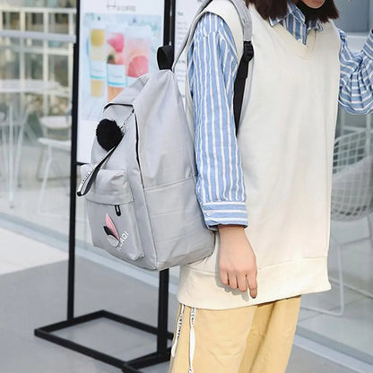 Printed Leaves Backpack Large Capacity Rucksack Zipper Portable Knapsack Female Shoulder Bag Simple Student Schoolbag
