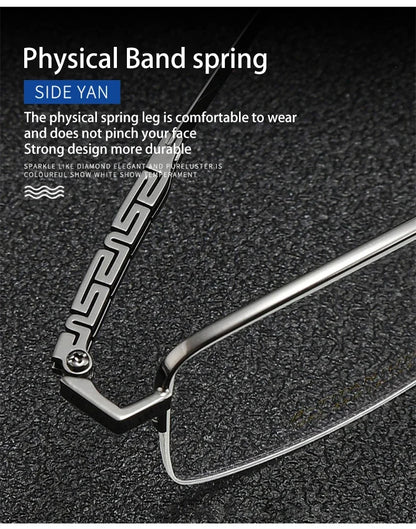 Pure Titanium Business Men's Half-rim Reading Glasses Men Fashion Simple Design Anti-blue Light Prescription Glasses 1052