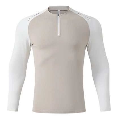 Outdoor Sports Stand-up Collar Long-sleeved Quick-drying Clothes Autumn Half-zipper Top Cycling Running Yoga Gym Fitness T-shirt