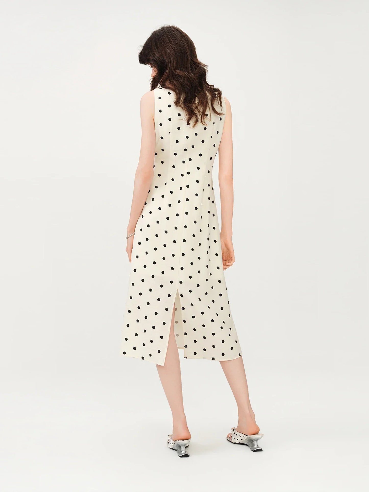 2026 New Summer Women's Polka Dot French Style Dress, Waist-Cinching Flowy Midi Dress for Coquette Chic & Daily Vacation
