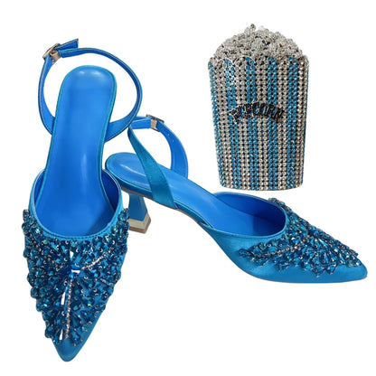 Women's Clutch Bag and Shoes Fairy Diamond High Heels Stylish Dress Shoes Pointed Toe Stiletto Heels Elegant Party Wedding Shoes