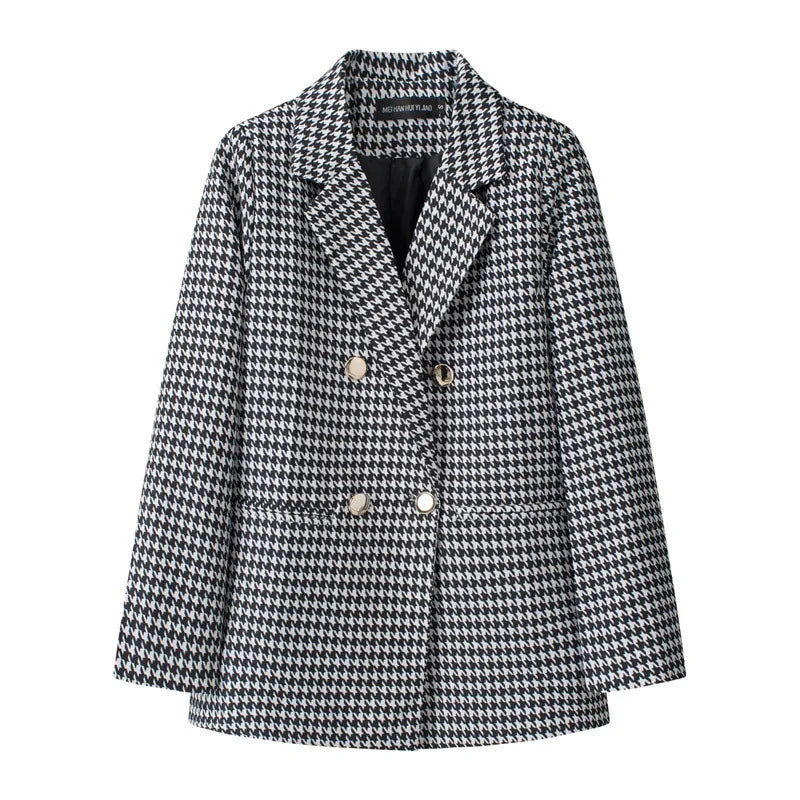 Casual Plaid Women's Suit Jacket Spring Autumn New Style Large Size Street Style Top Quality Polyester Commute Style Fashionable