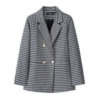 Casual Plaid Women's Suit Jacket Spring Autumn New Style Large Size Street Style Top Quality Polyester Commute Style Fashionable