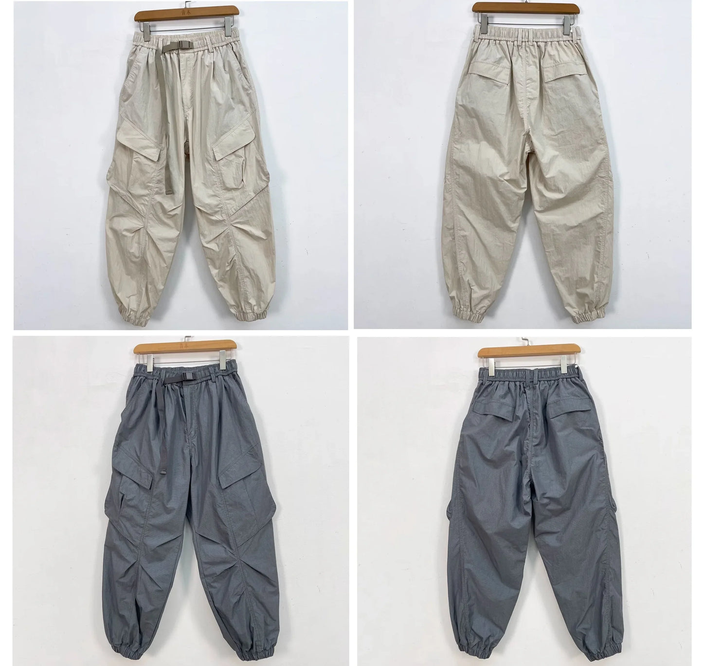 Korean Techwear Cargo Pants Men Spring Summer Quick Dry Lightweight Streetwear Casual Loose Fit Tapered Joggers Hip Hop Trendy