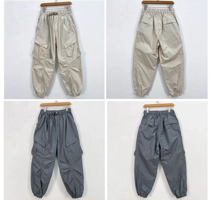 Korean Techwear Cargo Pants Men Spring Summer Quick Dry Lightweight Streetwear Casual Loose Fit Tapered Joggers Hip Hop Trendy