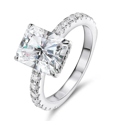 4.65cttw Radiant Cut All Moissanite Rings for Women Flawless D Color Sparkling Full Diamond Wedding Band Sterling Silver