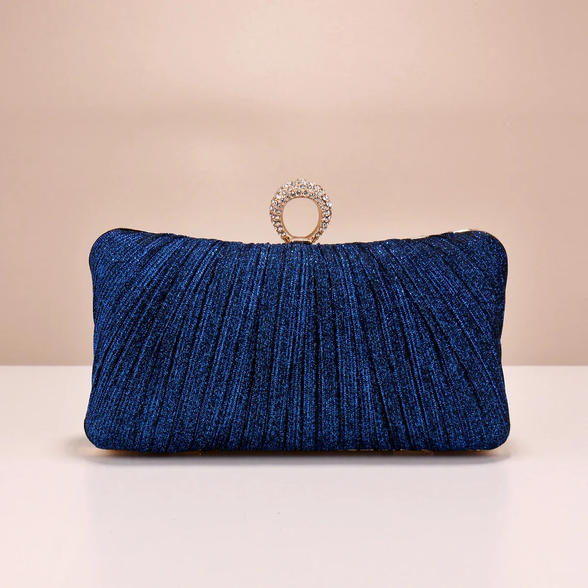 Valentine's Day Evening Bags Finger Ring Diamonds Clutch Ruched Fashion Prom Dinner Handbags With Chain Purse