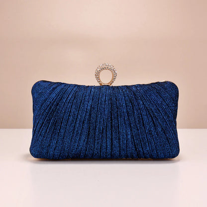 Valentine's Day Evening Bags Finger Ring Diamonds Clutch Ruched Fashion Prom Dinner Handbags With Chain Purse