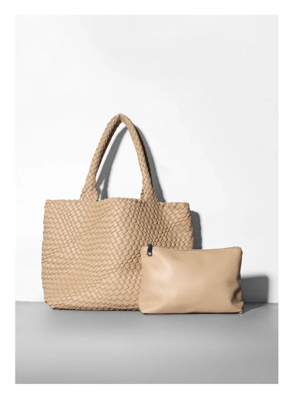 Designer Knitting Fashion Ladies Handbags And PU leather Large-capacity Women's single-shoulder bag Beach Travel Bags