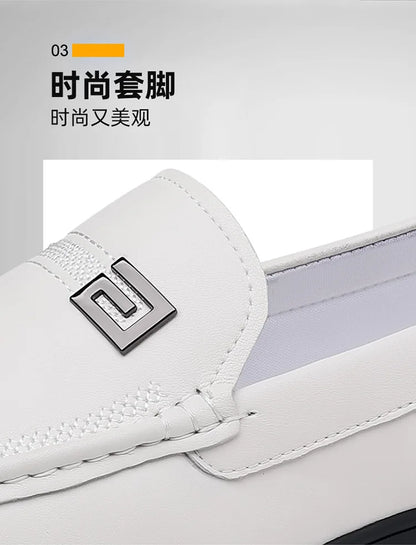 2026 New Solid Color Business Casual Shoes for Men Spring Autumn Soft Leather Shoes Male Fashion Light Driving Shoes Man