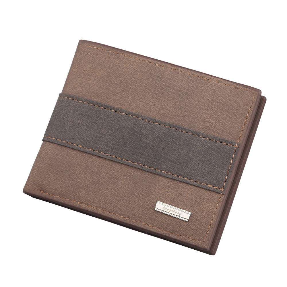 Men Wallet Patchwork PU Leather Small Card Holder Short Wallets Man Purse Card Case Casual Standard Wallet