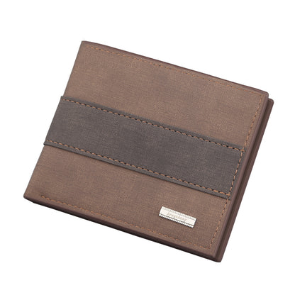 Men Wallet Patchwork PU Leather Small Card Holder Short Wallets Man Purse Card Case Casual Standard Wallet