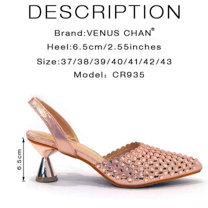 Shoes for Women High Heels 2023 Pointed Luxury Designer Colorful Stones Evening Party Matching Shoes and Bags Sets