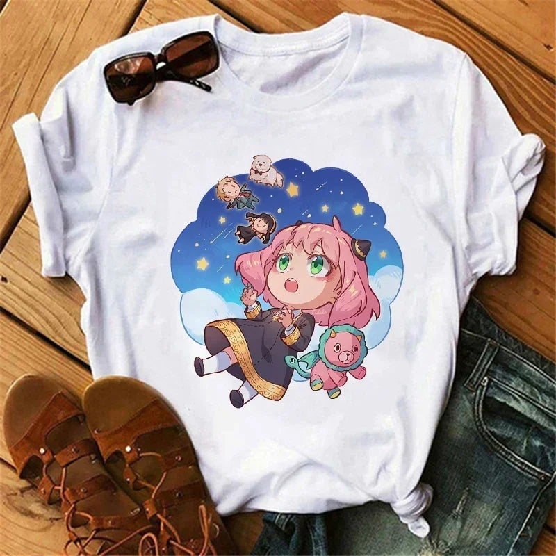 Anime Spy X Family T shirt Wommen Japanese Harajuku Fashion Short Sleeve T-shirts Summer Tops Kawaii O-Neck Women's T-shirt Top