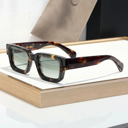 Classical Rectangle Sunglasses Handmade in Japan Fashion Designer High Quality UV400 for Men Women Vintage Eyeglasses with Case