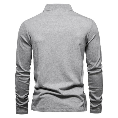 Brand Long Sleeve Men's Polo Shirts 100% Cotton Solid Color Casual Polo Shirts for Men New Sping Autumn Basic Polos Men