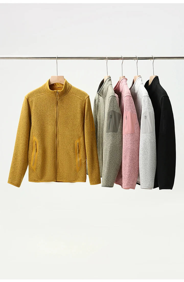 2026 Outdoor Windproof Solid Color Fashionable Camping, Fishing, Sports, Versatile, Casual and Affordable Knitted Sweater Jacket