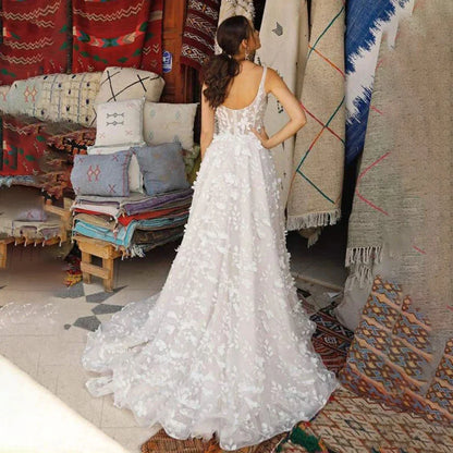 Customized A-LINE Simple 2026 Wedding Dresses Leaf Appliques V-neck Spaghetti Straps Brides Married Gowns Robe De mariée