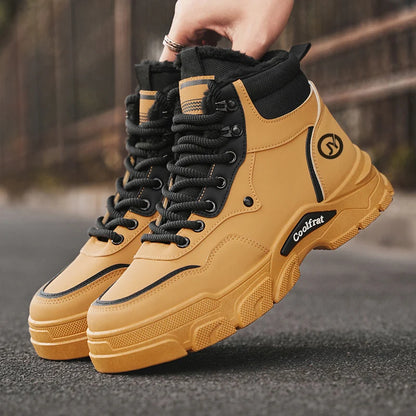 Mens Boots Casual Shoes Winter Platform Leather Designer Luxury Chelsea Cowboy Outdoor Work Safety Ankle Sneakers 2025