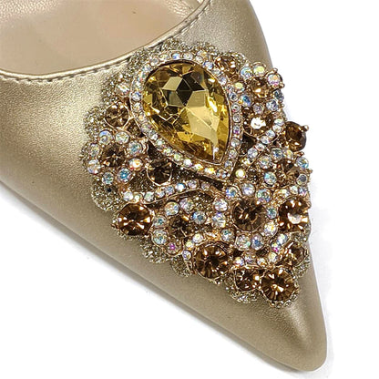2024 Latest Wedding Pointed Toe Women's Shoes High Heel White Color Rhinestones Party Ladies Shoes And Bag Set