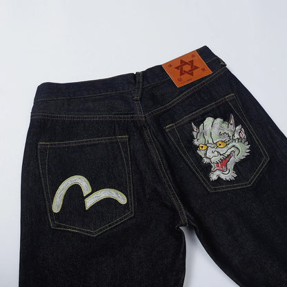Men Embroidery Denim Shorts Black Hiphop Jeans Pants Cherry Blossom Dragon Totem Washed Zipper Cotton Summer cherry blossoms 024