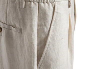 Men's Comfortable Elastic Waist Shorts Solid Color Cotton Linen Blend Multi Pocket Breathable Quick Dry Summer Shorts
