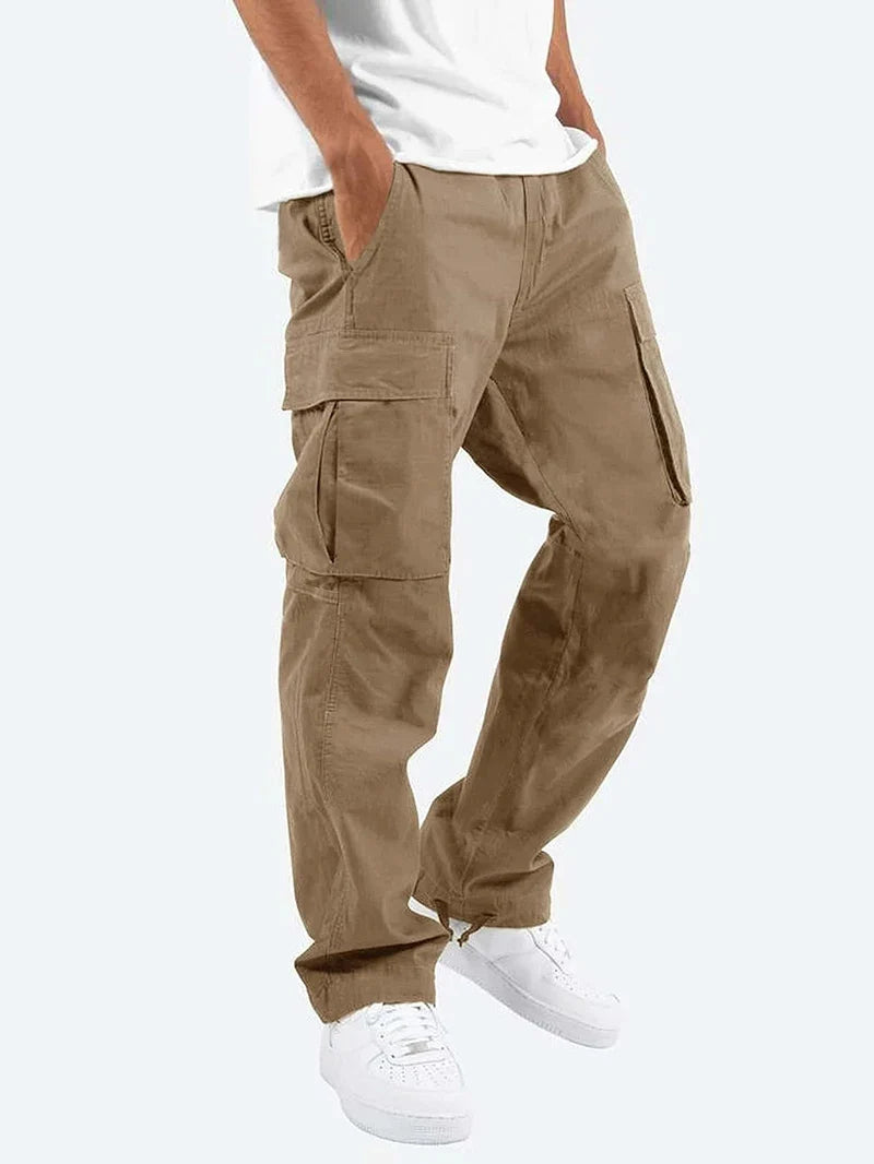 American Men Cargo Pants Casual Work Trousers Multi-pocket Workwear Straight Pants Spring Autumn Lightweight Fashion Streetwear