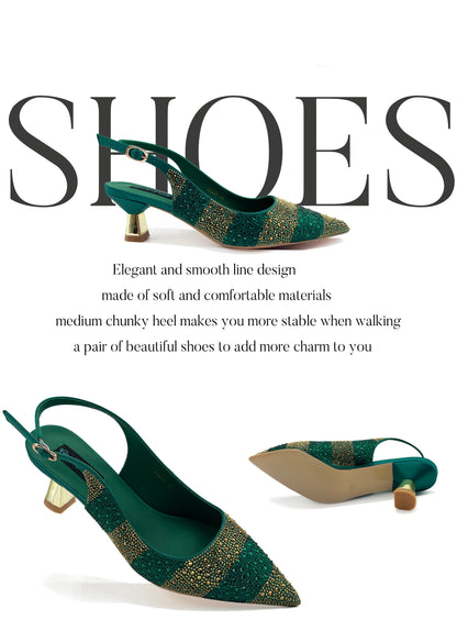 Ladies High Quality Women's Pumps Black Gold Shoes and Bag Set DURABLE OUTSOLE Italian Fashion Design For Nigeria Wedding