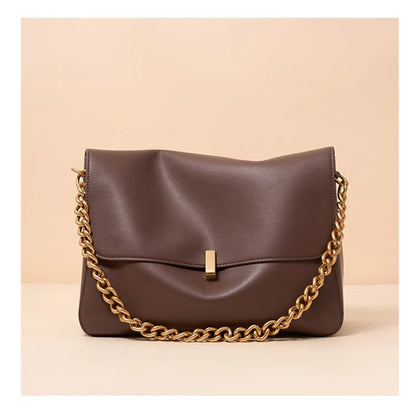 Genuine Leather Large Chain Shoulder For Women 2026 Luxury Designer Office Messenger Bags Satchel Cow Ladies Handbags