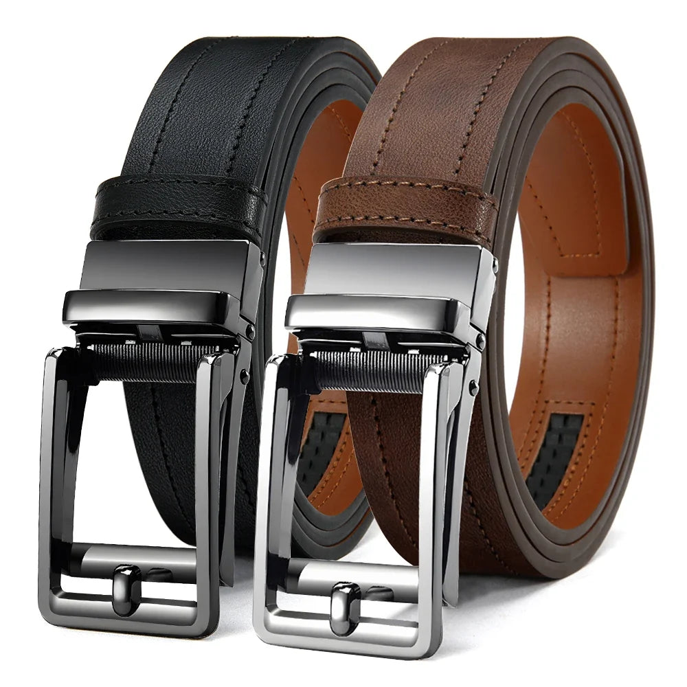 Men's Fashionable Leather Belt Men's High-quality Leather Belt Business Automatic Buckle Ratchet Belt Randomly Adjustable