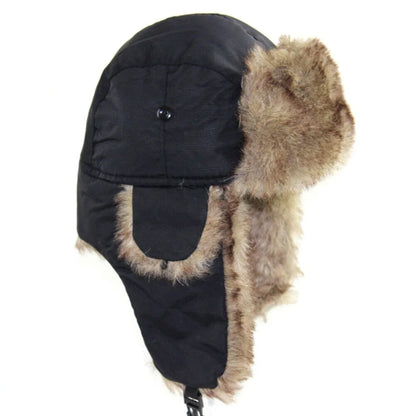 Russian Warm Earflap Hat: Men's Winter Waterproof Ski Cap, Aviator Trooper Style