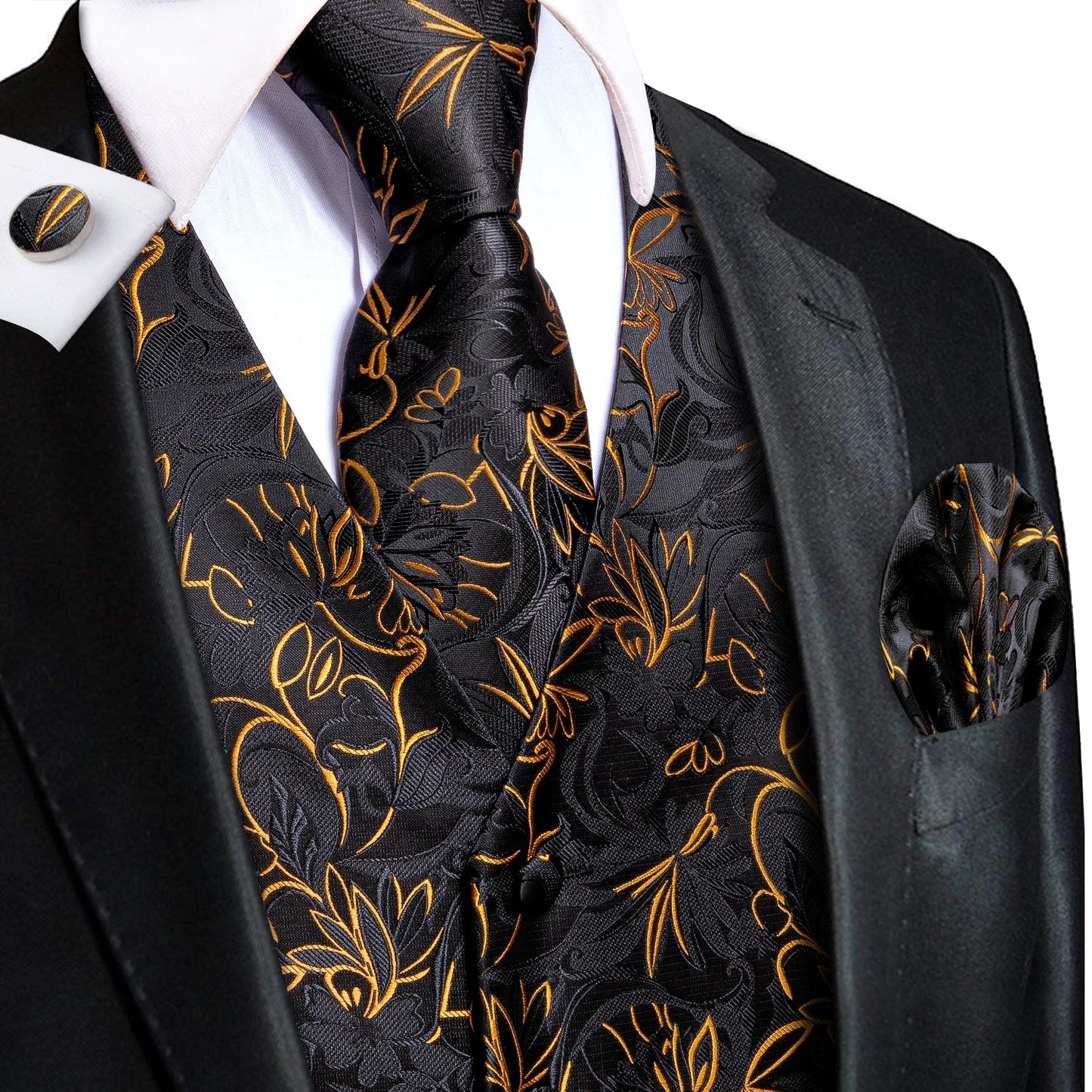 Elegant Purple Silk Mens Vests Tie Fashion Paisley Jacquard Sleeveless Jacket 4PC Hanky Cufflink Paisley Suit Waistcoats Wedding