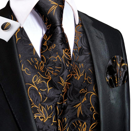 Elegant Purple Silk Mens Vests Tie Fashion Paisley Jacquard Sleeveless Jacket 4PC Hanky Cufflink Paisley Suit Waistcoats Wedding