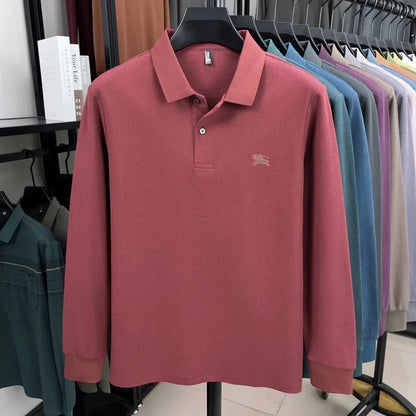 100% cotton long sleeve polo shirt spring and autumn fashion casual luxury brand exquisite embroidery lapel T-shirt new men wear