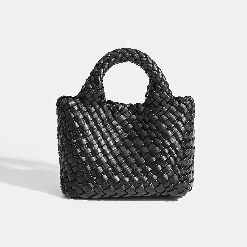 Designer bag Women's handbag Popular small size version PU leather woven bag Fashion style soft handmade bucket bag