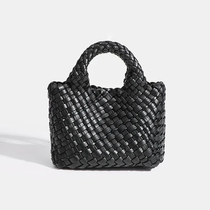 Designer bag Women's handbag Popular small size version PU leather woven bag Fashion style soft handmade bucket bag