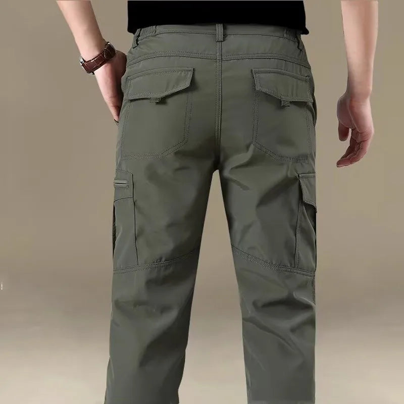 Outdoor Work Pants Men Spring Autumn Casual Cargo Trousers Waterproof Hiking Pants Elastic Waist Travel Workwear Tactical Pants