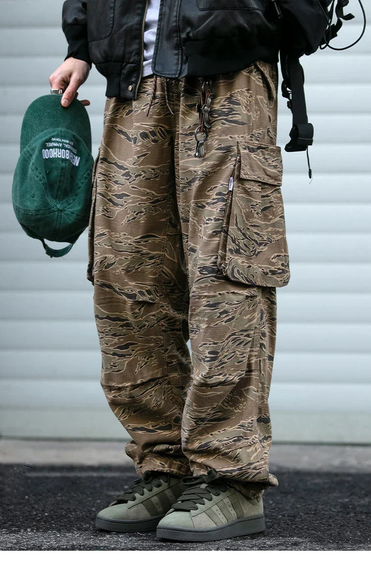 High Quality American Retro Ast Craft Camouflage Cargo Pants For Men Clothing Outdoors Tactical Pants Casual Baggy Trousers Male