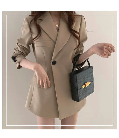 Women Blazer 2025 New Slim Spring Autumn Suit Jackets One Button Long Sleeve Korean Casual Coats Female Blazer Outwear Trend Top