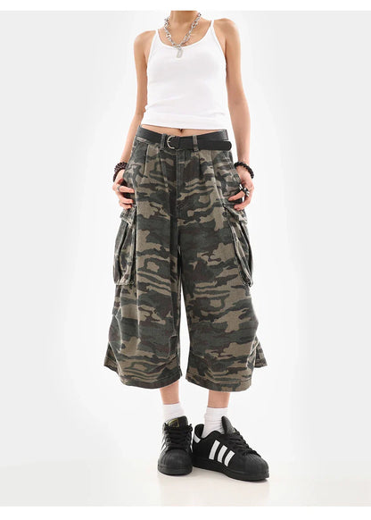 Summer Women Tomboy Camouflage Japanese Abi Jorts Jean Y2K 2000s Aesthetic Capri Pants Harajuku Denim High Street Goblin Core