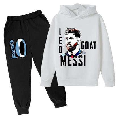 Spring Autumn Children's Hoodie Set Messi Avatar Printed Sportswear Hoodie Pants Suit 2-piece Set Boy Girl Kid Clothes Tracksuit