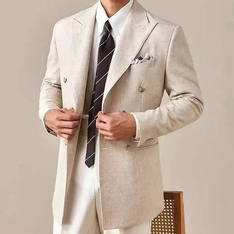 Spring Jacket Men Blazer Masculino Slim Fit Blazer Hombre Lapel Collar Casual Business Italian Style Double Breasted Blazer Men