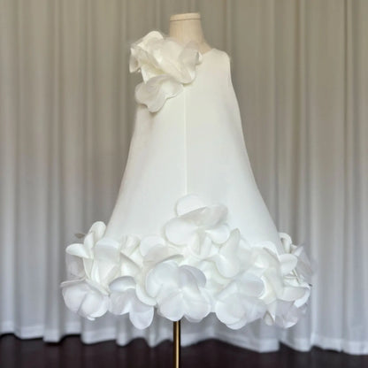 J073 Elegant White Dubai Girl Dress Pink Eid al-Fitr Baby Children Clothes for Wedding Birthday Holiday Party 2025
