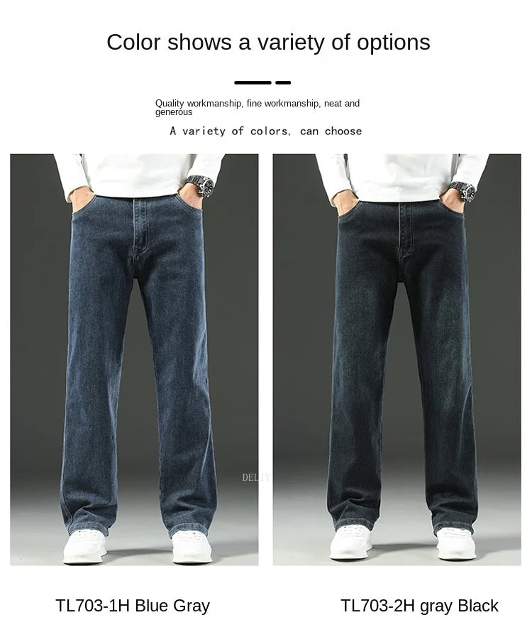 2026 New Y2K  Autumn and Winter Baggy  Jeans Men's  Loose Straight Wide-leg Business Trousers Mens Clothing