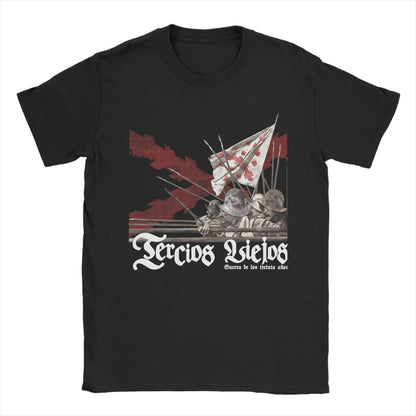 Burgundy Cross Flags Borgona  T-Shirts Spanish Empire  Funny Pure Cotton Tee Shirt Crew Neck Short Sleeve T Shirts Gift Clothes