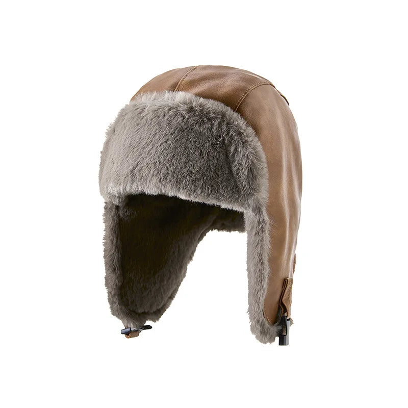 Men Winter Trapper Aviator Trooper Earflap Warm Russian Waterproof Ski Hat Women Bomber Cap Ear Protectors Dad Thick Fleece Hats