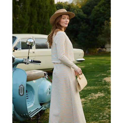 AP SS2026 Women's Dress Striped Cardigan and Dress Soft Three Color Options Fashionable Women's Outfit