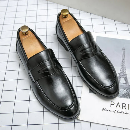 2026 Spring and Autumn Loafers Men Slip-On Business Formal Casual Shoes Brown MenShoes Leather Men Dress Shoes Large Size 38-48